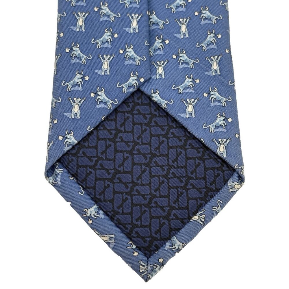 Vineyard Vines Men’s Necktie 100% Silk Blue Bulls Teddy Bears Outdoor Luxury 62" - Picture 6 of 7